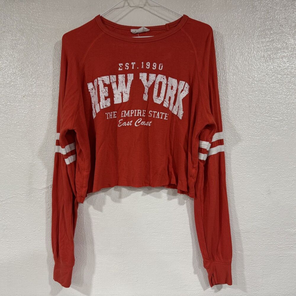 Social Culture Shirt Womens M New York Empire State East Coast Cropped Varsity